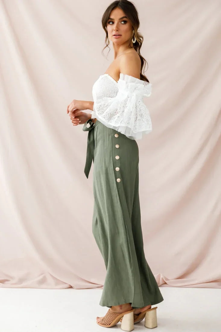 White Off-Shoulder Crop Top with Lace Bell Sleeves